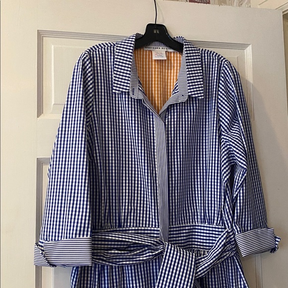 NWOT. Gretchen Scott Checkered Cotton Shirt Dress. Sz. XL - Picture 2 of 11